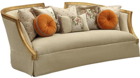 Acme Furniture Daesha Sofa in Tan Flannel & Antique Gold 50835