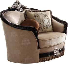 Acme Furniture Ernestine Chair with 2 Pillows in Tan and Black 52112