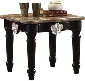 Acme Furniture Ernestine End Table in Marble/Black 82152