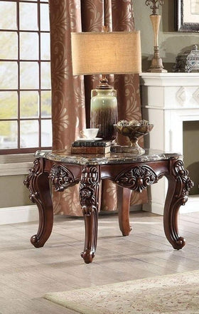 Acme Furniture Forsythia End Table in Marble/Walnut 83072