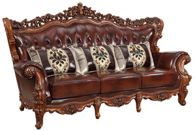 Acme Furniture Eustoma Sofa in Cherry and Walnut 53065