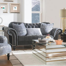 Acme Furniture Gaura Loveseat in Dark Gray Velvet 53091