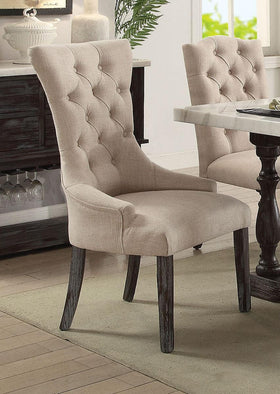 Acme Furniture Gerardo Upholstered Arm Chair in Beige and Espresso (Set of 2) 60823