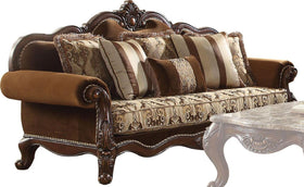 Acme Furniture Jardena Sofa with 6 Pillows in Cherry Oak 50655
