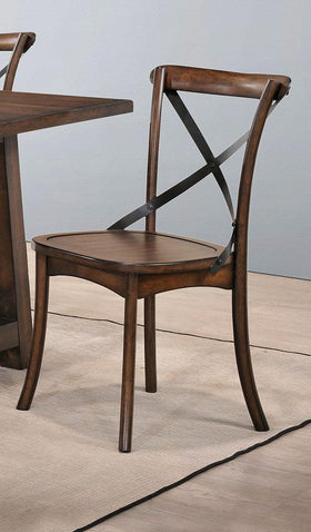 Acme Furniture Kaelyn Side Chair in Dark Oak and Black (Set of 2) 73032