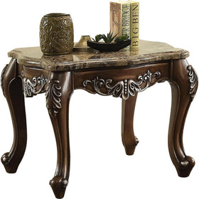 Acme Furniture Latisha End Table in Marble/Antique Oak 82147