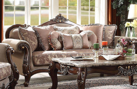 Acme Furniture Mehadi Sofa with 8 Pillows in Walnut 50690