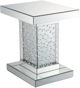 Acme Furniture Nysa End Table in Mirrored & Faux Crystals 80284