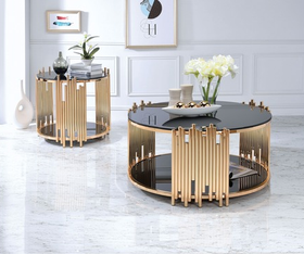Acme Furniture Tanquin End Table in Gold/Black 84492
