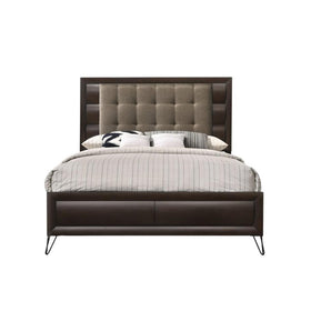 Acme Furniture Tablita Upholstered King Bed in Dark Merlot 27457EK