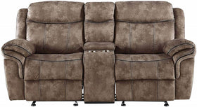Acme Furniture Zubaida Motion Loveseat with Console in 2-Tone Chocolate Velvet 55021