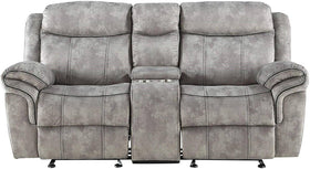 Acme Furniture Zubaida Motion Loveseat with Console in 2-Tone Gray Velvet 55026