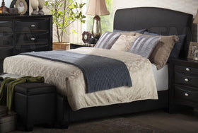 Acme Ireland Full PU Panel Bed with Rounded Headboard in Black 14440F