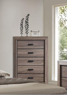 Acme Lyndon 5-Drawer Chest in Weathered Gray Grain 26026