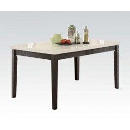 Acme Nolan Rectangular Dining Table in White Marble/Weathered Black 72850