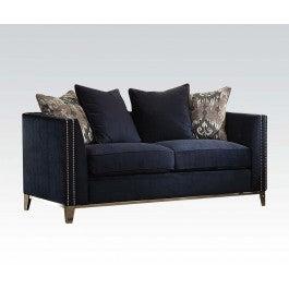 Acme Phaedra Loveseat with 4 Pillows in Blue Fabric 52831