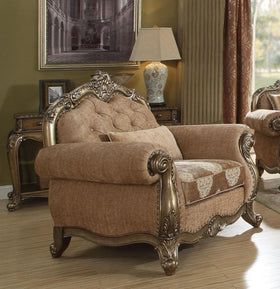 Acme Ragenardus Chair with 1 Pillow in Fabric & Vintage Oak 56032