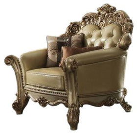 Acme Vendome Chair w/ 2 Pillows in Gold Patina 53002