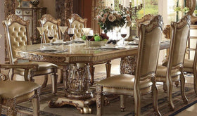 Acme Vendome Double Pedestal Dining Table in Gold Patina 63000