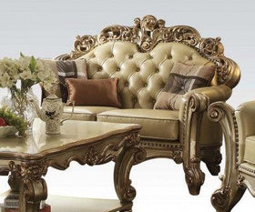 Acme Vendome Loveseat w/ 3 Pillows in Gold Patina 53001