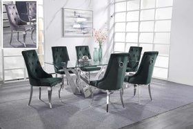 Dekel Clear Glass & Stainless Steel Dining Room Set