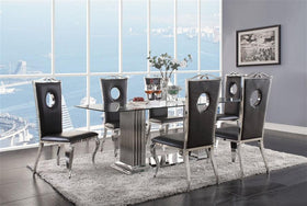 Cyrene Stainless Steel & Clear Glass Dining Room Set