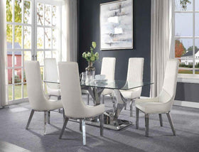 Gianna Clear Glass & Stainless Steel Dining Room Set