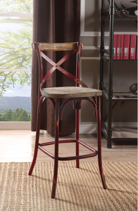 Zaire Antique Red & Antique Oak Bar Chair (1Pc)