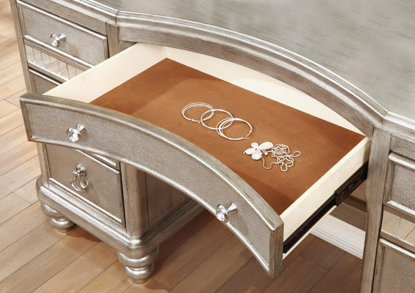 Bling Game 9-drawer Vanity Desk Metallic Platinum