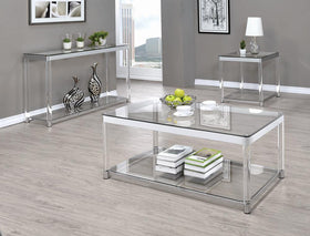 Anne Coffee Table with Lower Shelf Chrome and Clear