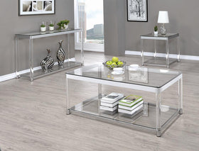 Anne Sofa Table with Lower Shelf Chrome and Clear