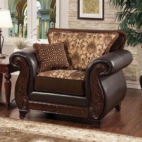 Franklin Dark Brown/Tan Chair With Pu In Brown