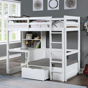 CALLISTUS Twin Workstation Loft Bed, White