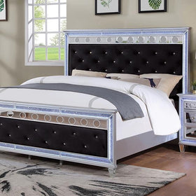 MAIREAD Cal.King Bed, Silver/Black
