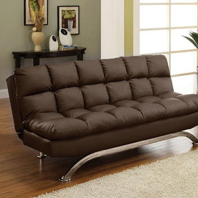 Aristo Dark Brown/Chrome Futon Sofa