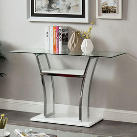 Staten Glossy White/Chrome Sofa Table
