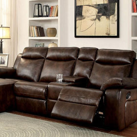 Hardy Brown Sectional w/ Console, Brown