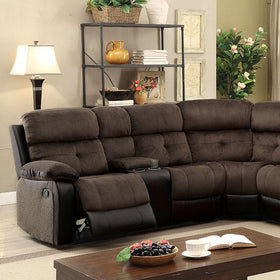 Hadley II Brown/Black Sectional w/ 2 Consoles