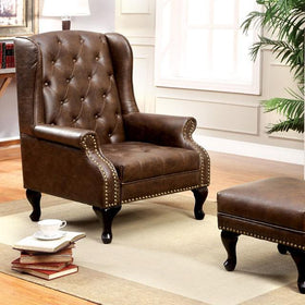 VAUGH Rustic Brown Accent Chair