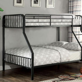 CLEMENT Black Metal Twin/Full Bunk Bed