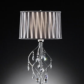 Arya Black/Chrome Table Lamp, Hanging Crystal