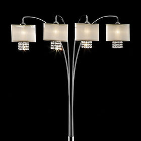 Claris Ivory/Chrome Arch Lamp, Hanging Crystal