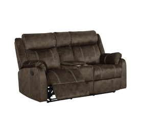 Brown CONSOLE RECLINING LOVESEAT W/DRAWER