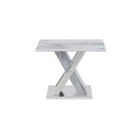 End Table Faux Marble and Stainless Steel