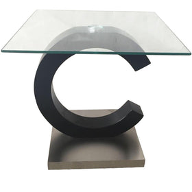 Matte Black & Stainless Steel End Table