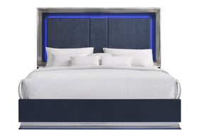 AVON NAVY BLUE KING BED WITH LED