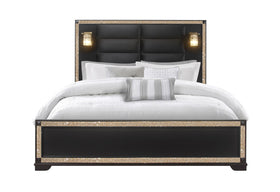 BLAKE BLACK KING BED WITH LAMPS