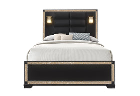 BLAKE BLACK QUEEN BED WITH LAMPS
