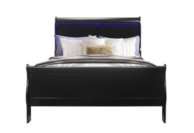 CHARLIE BLACK QUEEN BED WITH LED