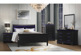 CHARLIE BLACK QUEEN BED GROUP WITH LED